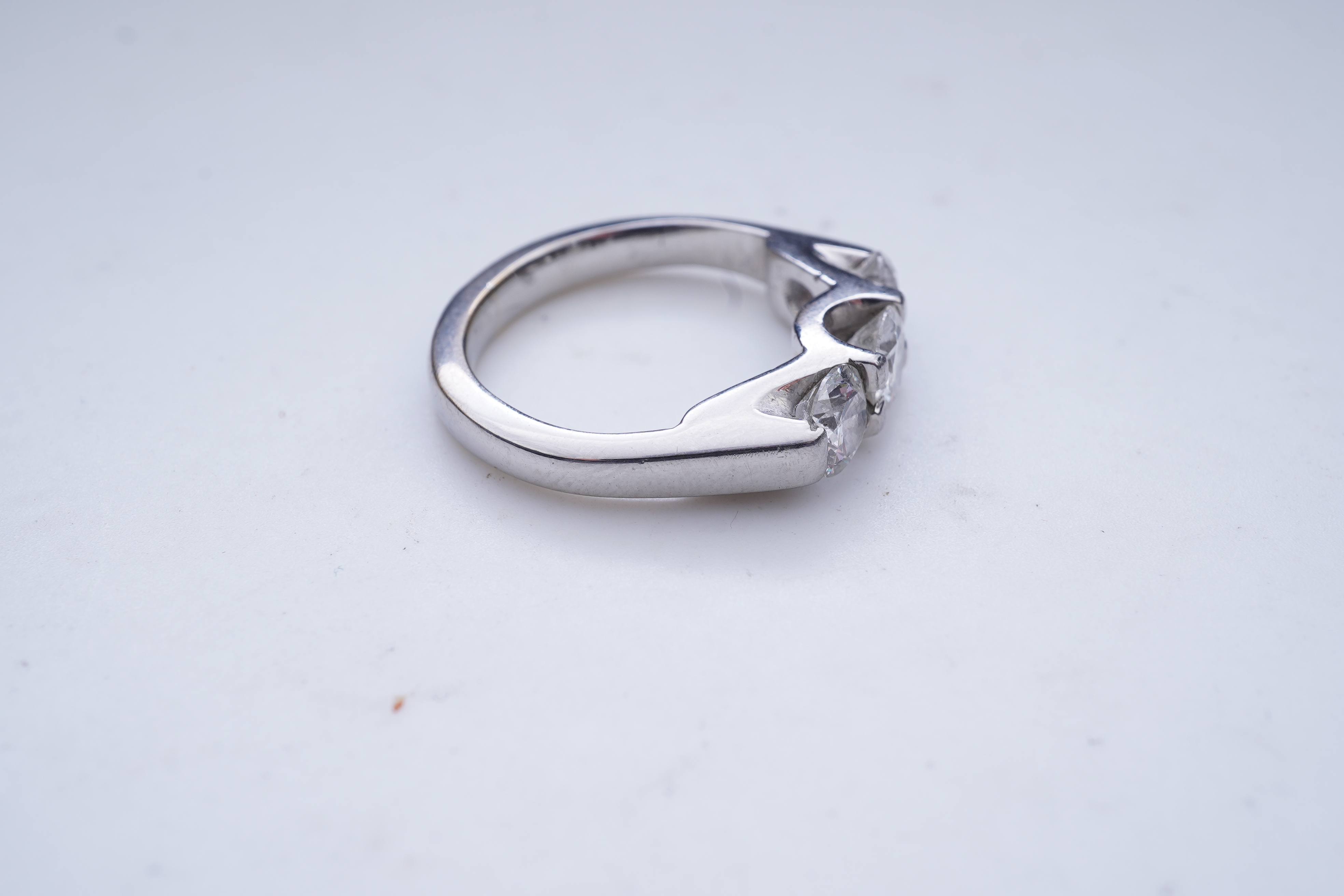 A three-stone diamond ring